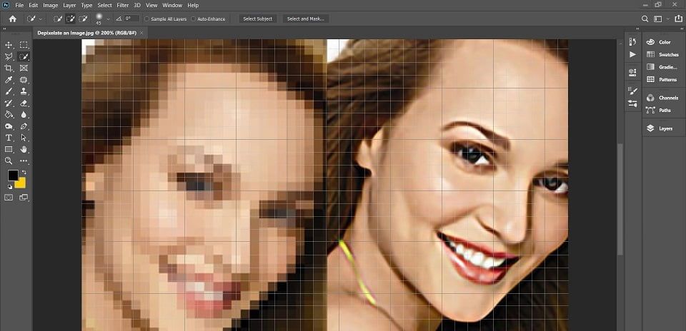 How to fix pixelated portrait image in Photoshop